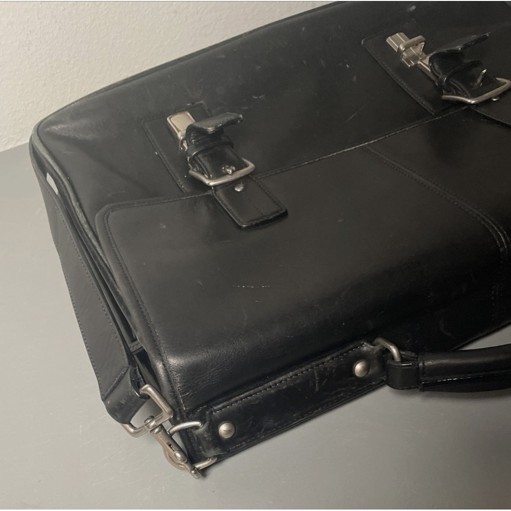 Vintage COACH F06455 Thompson Black Leather Briefcase Laptop Messenger Bag - Picture 7 of 16